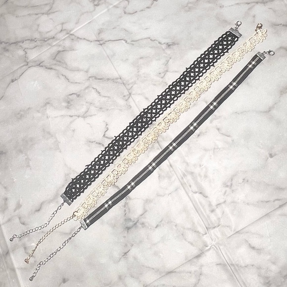 Spring Girly Choker Bundle Gingham, Cream Sparkle Fleck & Clover Quantity 3 Gift - Picture 3 of 5